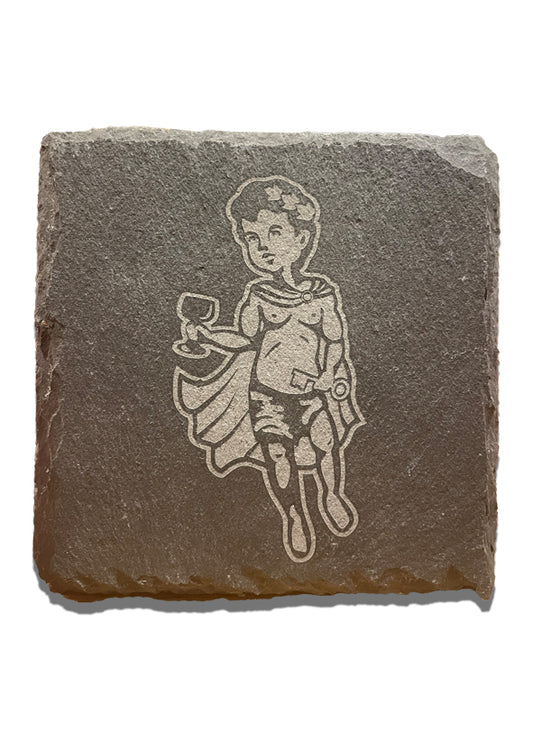 Schiefer Untersetzer - Bacchus Logo - FAMOUS BACCHUS COMPANY