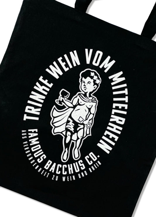 Baumwolltasche - Trinke Wein vom Mittelrhein - schwarz