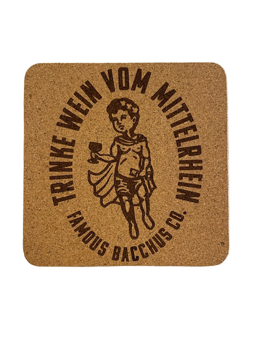 Kork Untersetzer - quadratisch - TRINKE WEIN VOM MITTELRHEIN