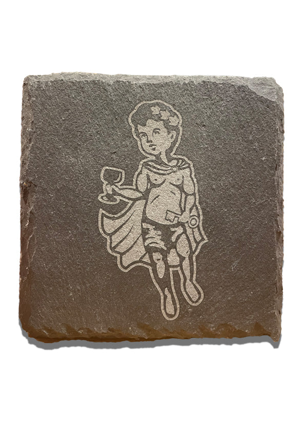 Schiefer Untersetzer - Bacchus Logo - FAMOUS BACCHUS COMPANY