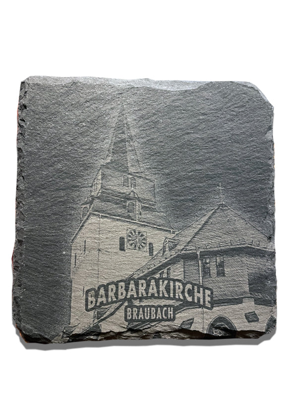 Schiefer Untersetzer - Barbarakirche - Braubach