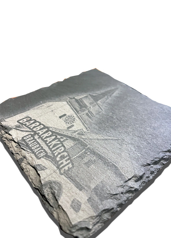 Schiefer Untersetzer - Barbarakirche - Braubach