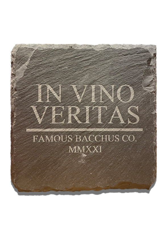 Schiefer Untersetzer - IN VINO VERITAS - FAMOUS BACCHUS COMPANY