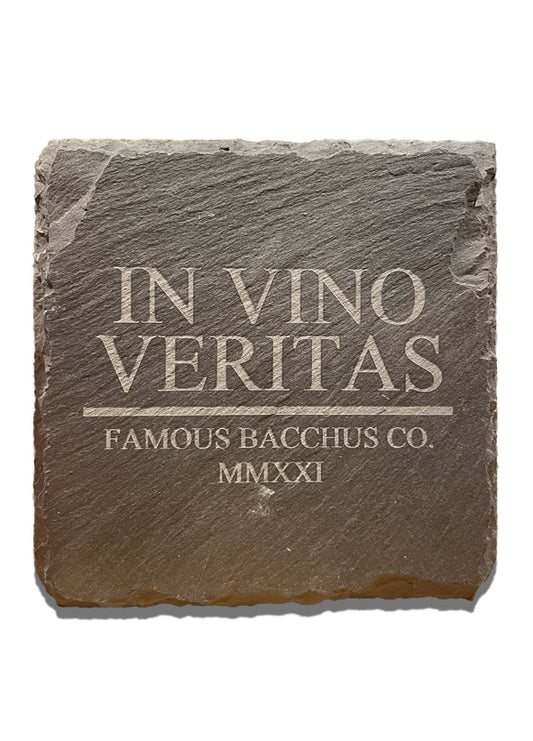 Schiefer Untersetzer - IN VINO VERITAS - FAMOUS BACCHUS COMPANY